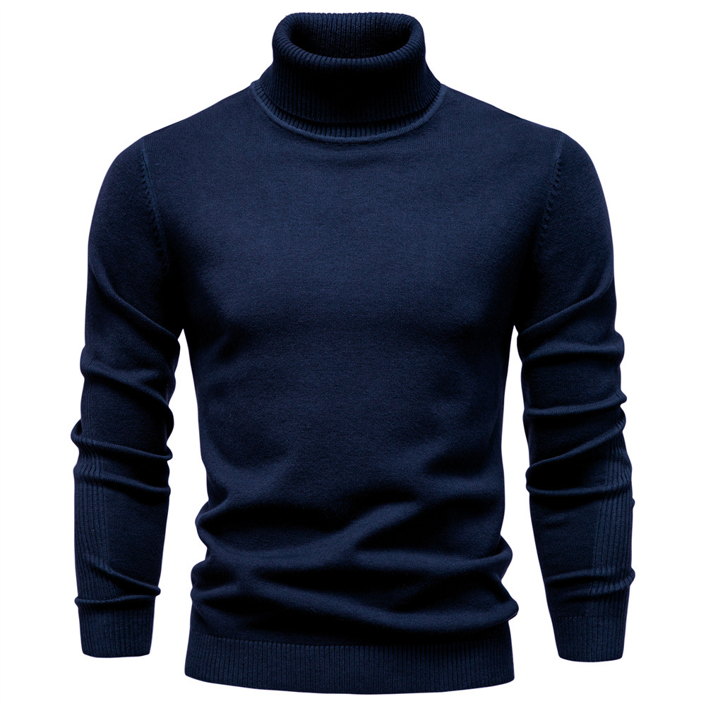 Men's Shirtssolid Color Turtleneck Pullover Sweater Tops