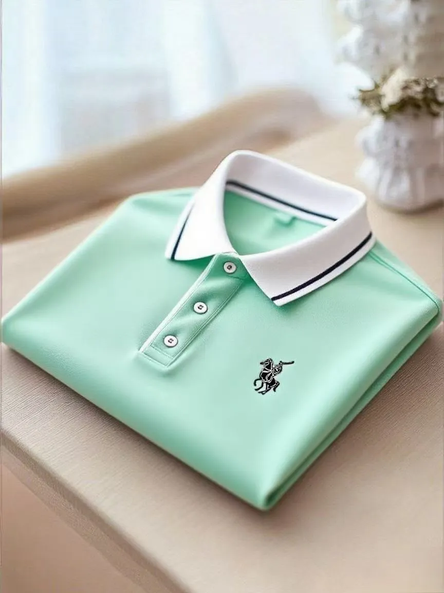 Men's Business Casual Button Short Sleeve Polo Shirt