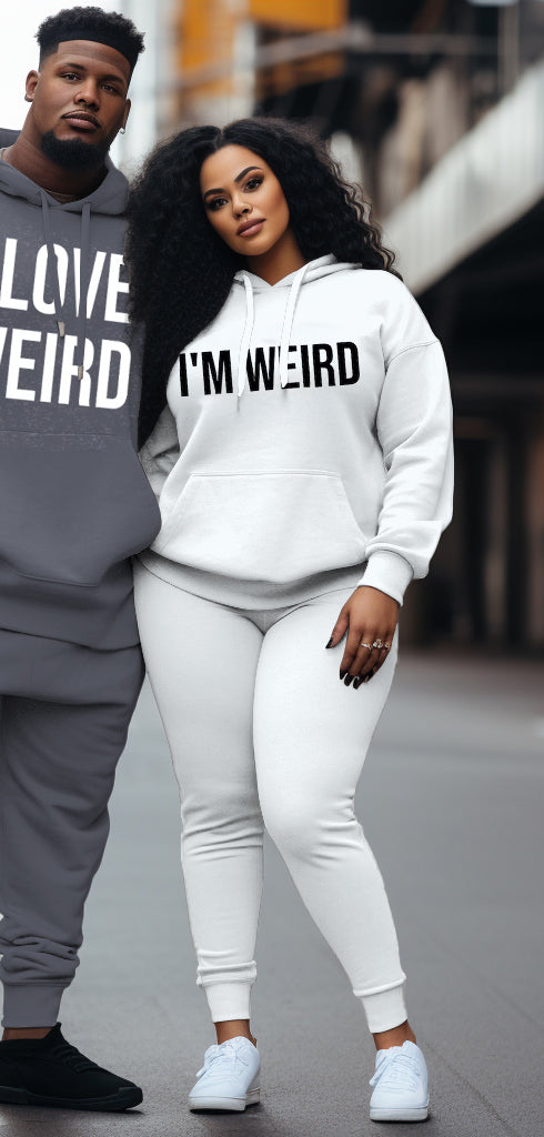 Couple Big & Tall Casual She I Love Weird I m Weird Hoodie Set