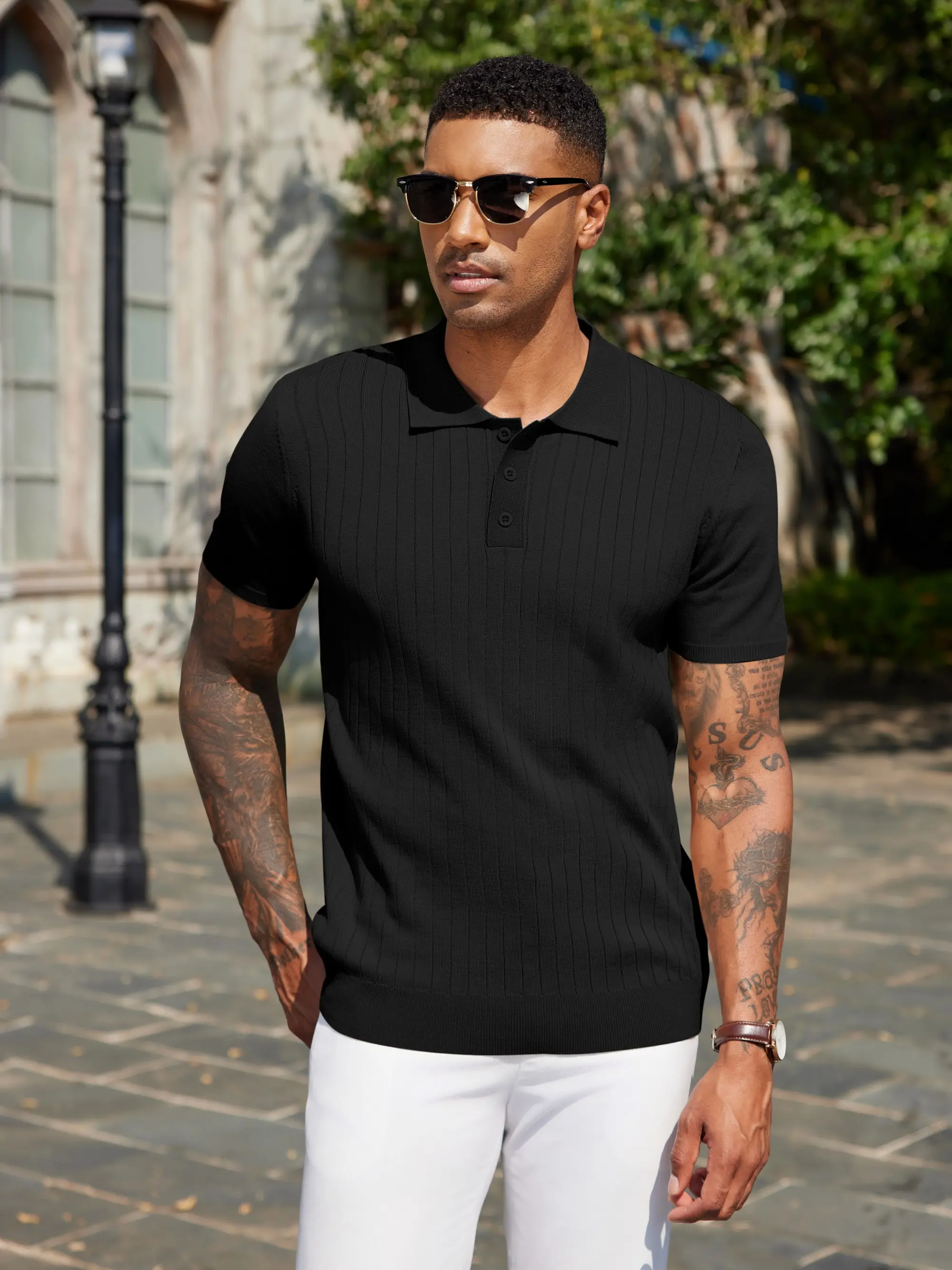 Men's Lightweight Knit Polo Shirt - Short Sleeve Casual