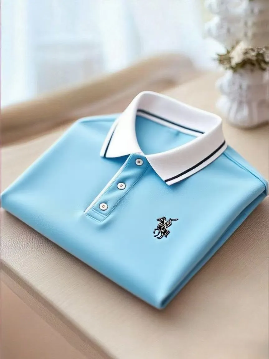 Men's Business Casual Button Short Sleeve Polo Shirt