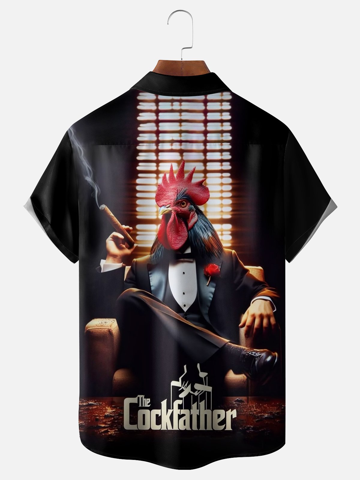 Moisture-wicking Cockfather Chicken Chest Pocket Casual Shirt