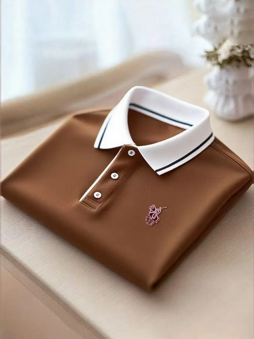Men's Business Casual Button Short Sleeve Polo Shirt