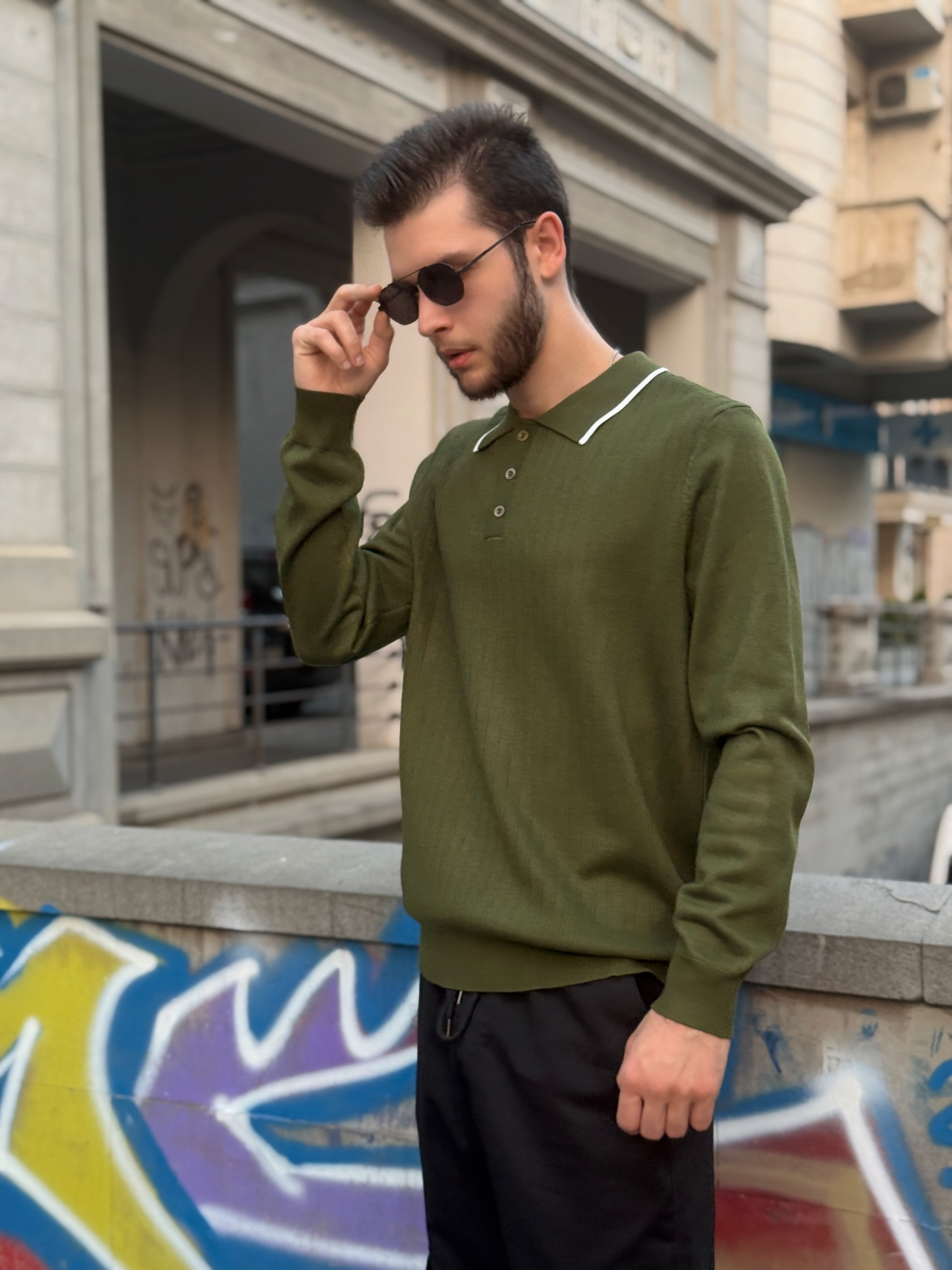 Men's Polo Neck Long Sleeve Fine Knit Button Down Button Down Jumper Leisure Style Basic Regular Fit