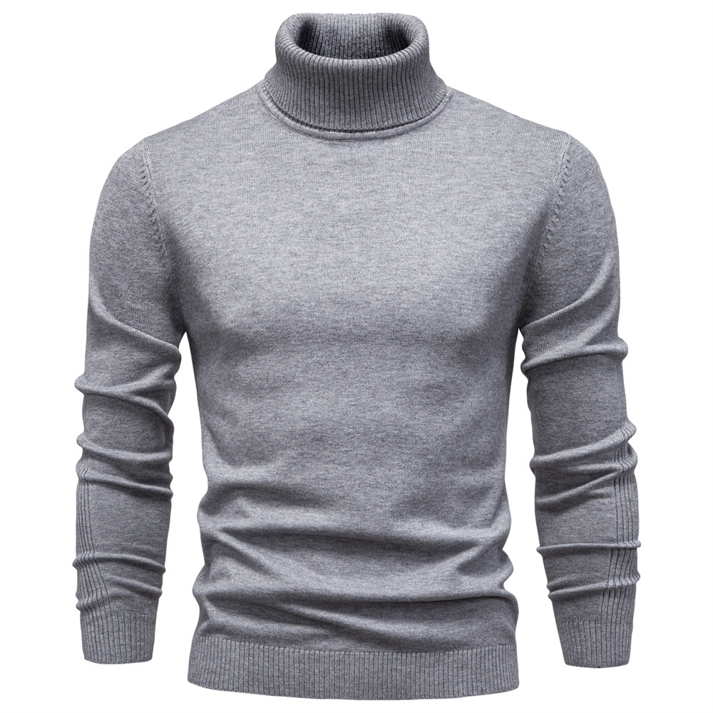 Men's Shirtssolid Color Turtleneck Pullover Sweater Tops