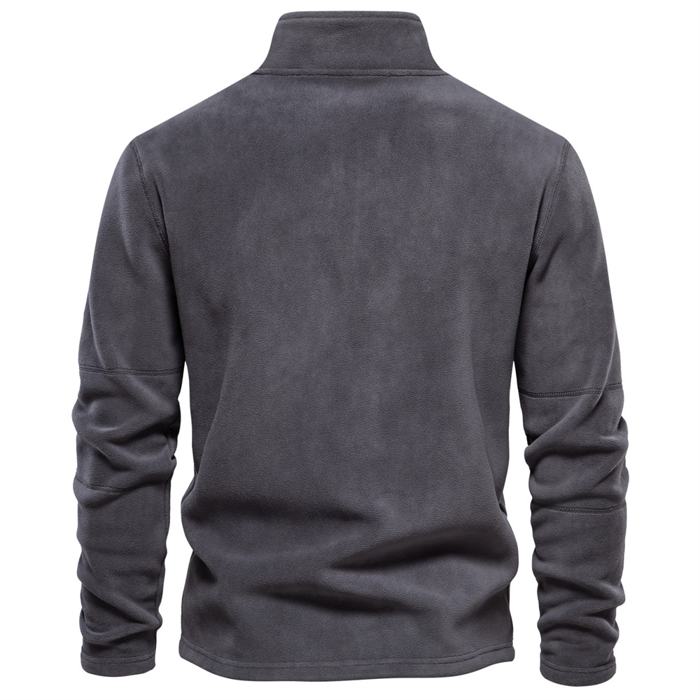 Men's Stand Collar Zip Long Sleeve Polar Fleece Sweatshirt