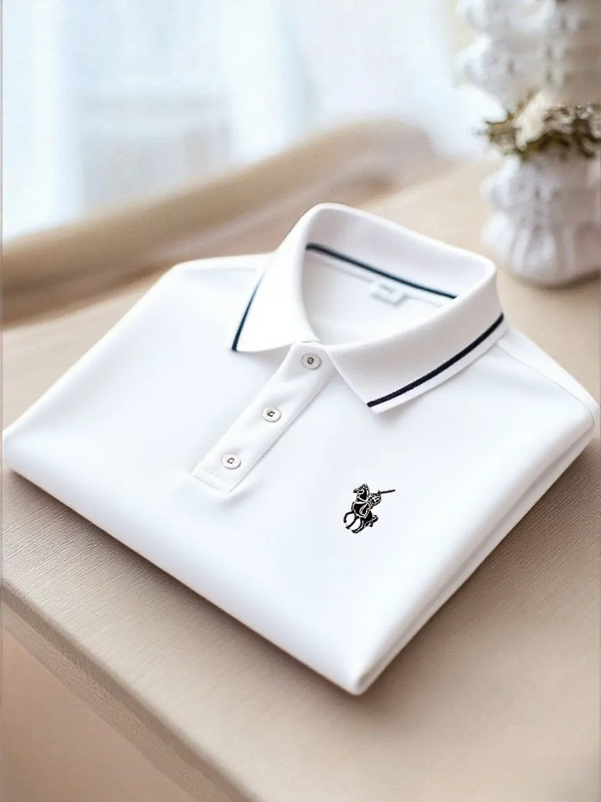 Men's Business Casual Button Short Sleeve Polo Shirt