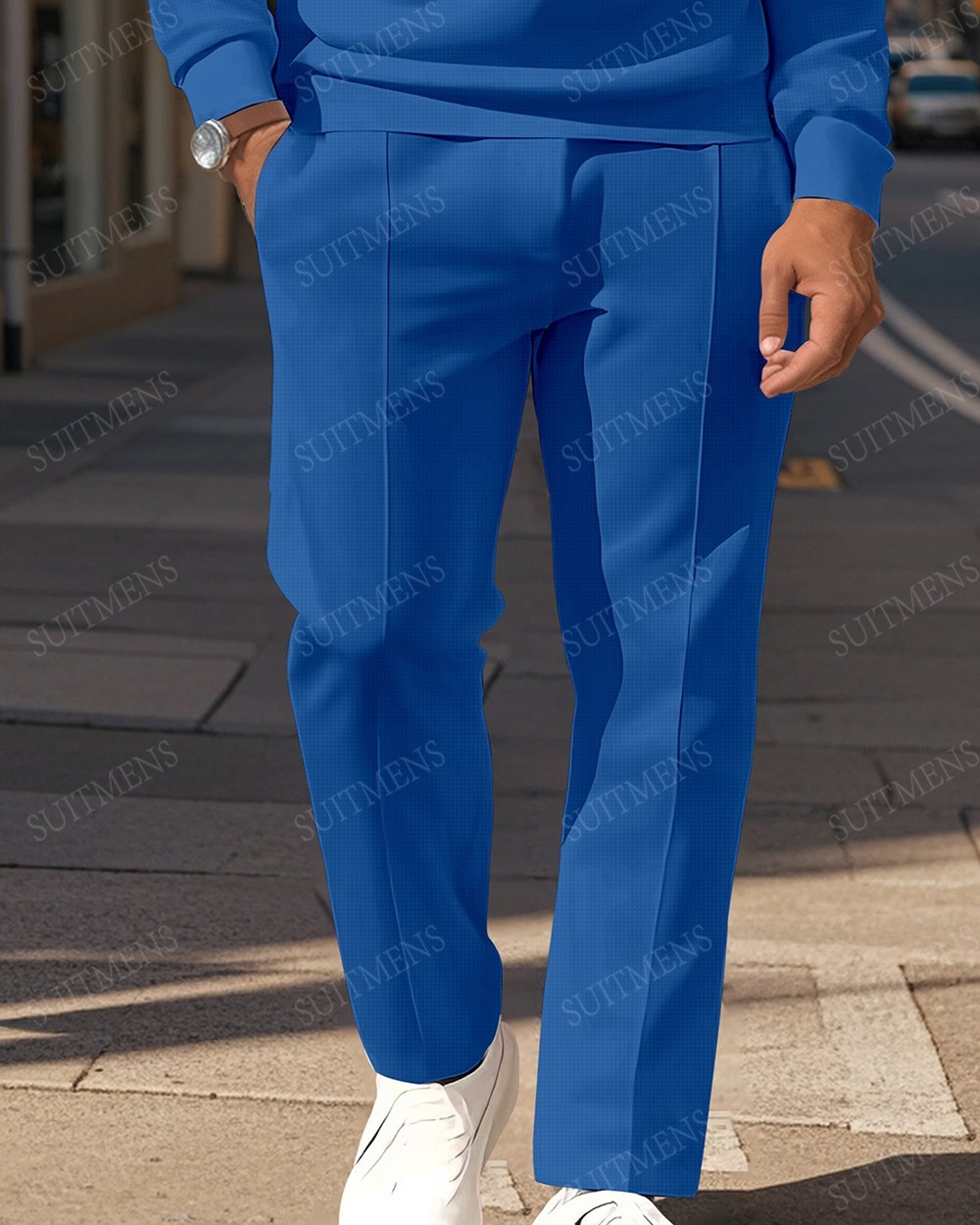 Men's Casual Colorblock Personalized Long Sleeve Polo Shirt Set 004