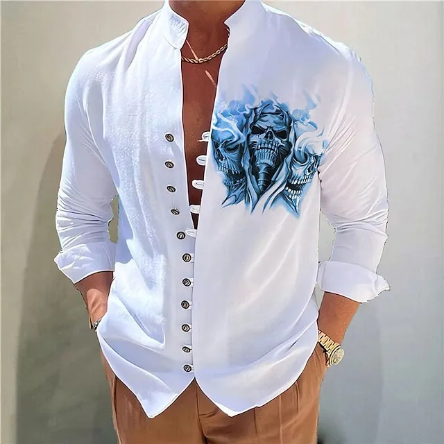 Men's Casual Button-Up Collar Long Sleeves Blouses & Shirt Tops