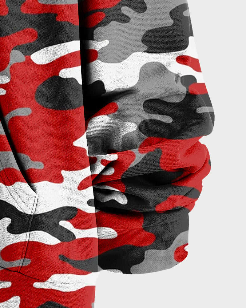 Couple’s Big & Tall Camouflage Playing Cards Print Hoodie Set