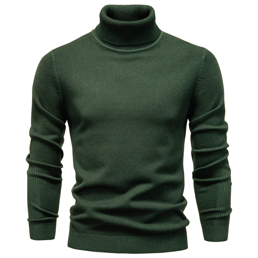 Men's Shirtssolid Color Turtleneck Pullover Sweater Tops