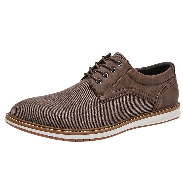 Men's Retro Business Pointed Lace-Up Canvas Shoes