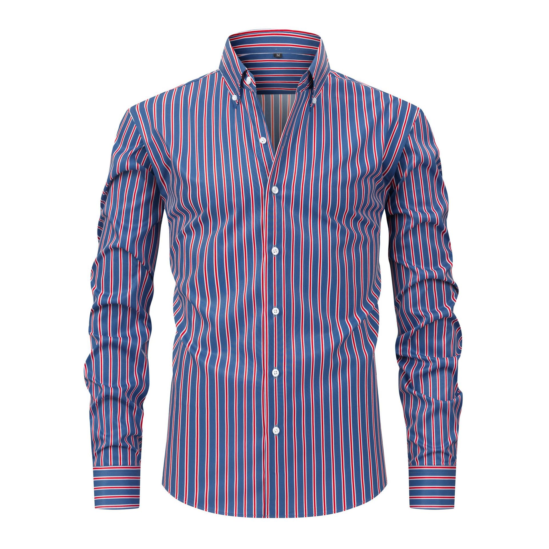 Men's Striped Printed Daily Business Long Sleeves Blouses&Shirts Tops