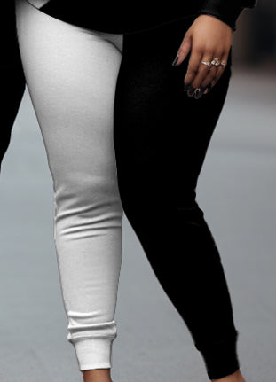 Couple's Large Size Casual Couple Outfit Color Blocked KING QUEEN Hoodie Set