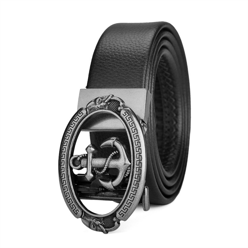 Automatic Anchor Buckle Metal Buckle Leather Belt