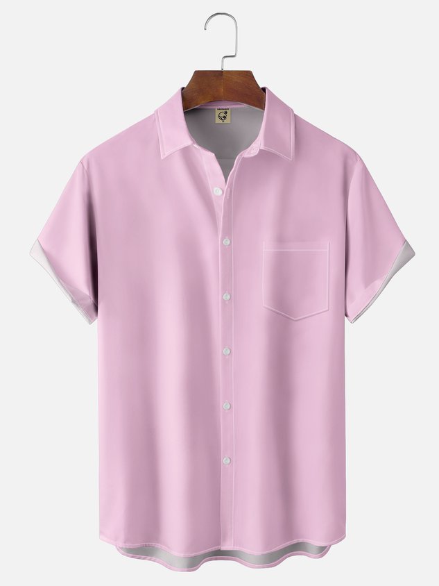 Moisture-wicking Solid Color Chest Pocket Casual Shirt