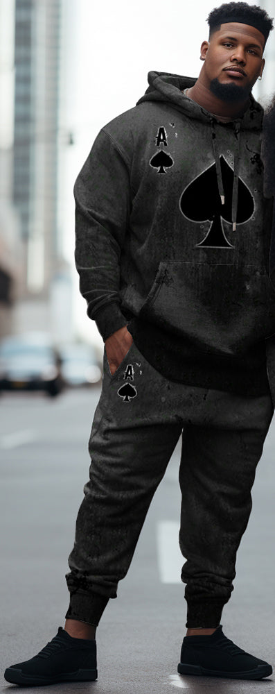 Couple Big and Tall Casual Couple Outfit Poker A Gradient Color Hoodie Set