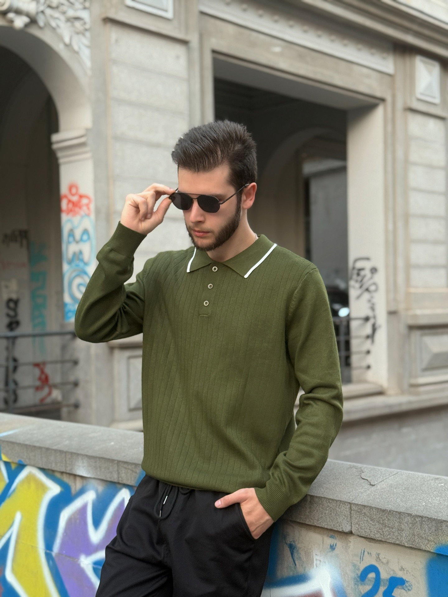 Men's Polo Neck Long Sleeve Fine Knit Button Down Button Down Jumper Leisure Style Basic Regular Fit