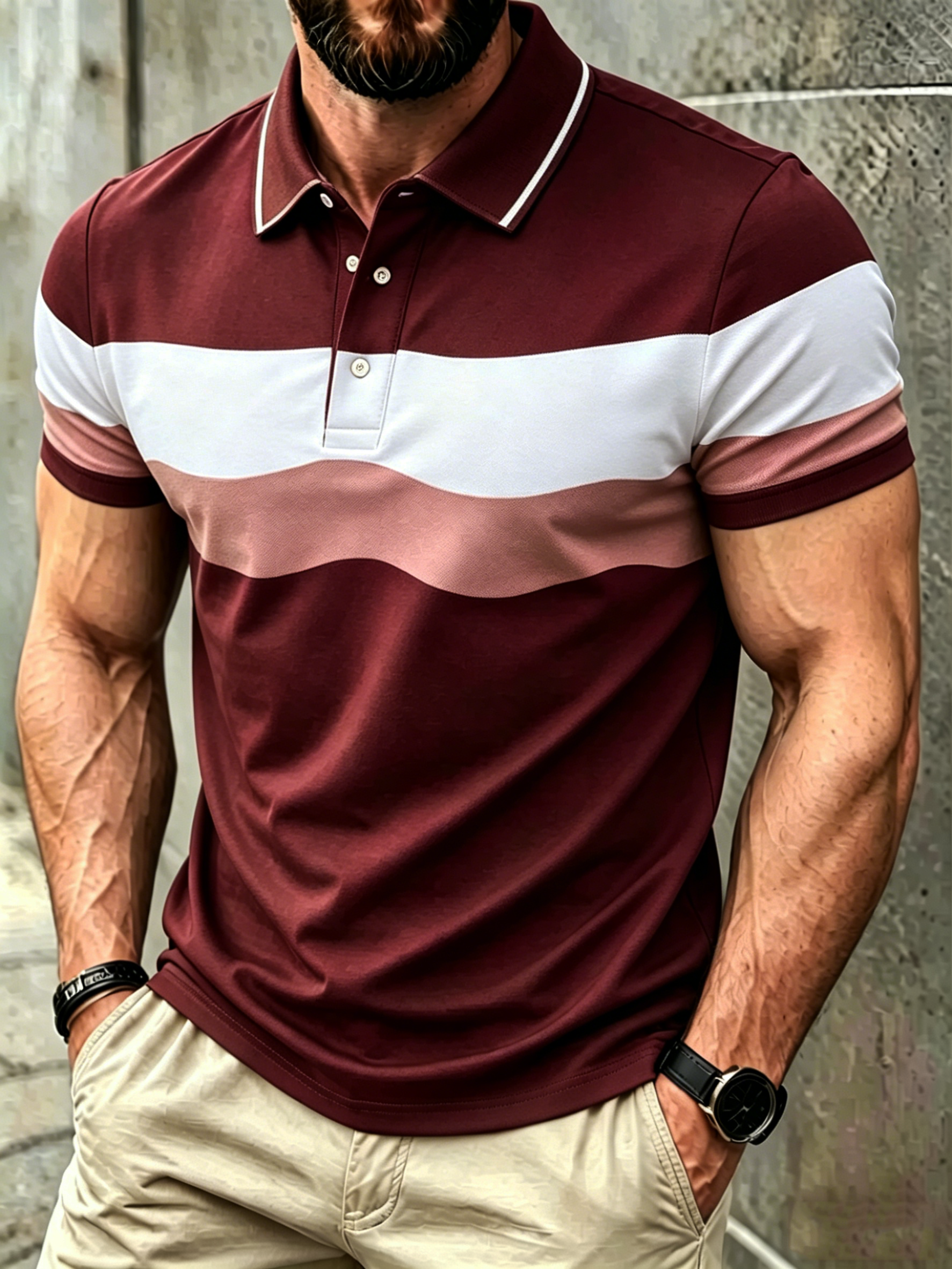Men's Classic Business Button Short Sleeve Polo Shirt