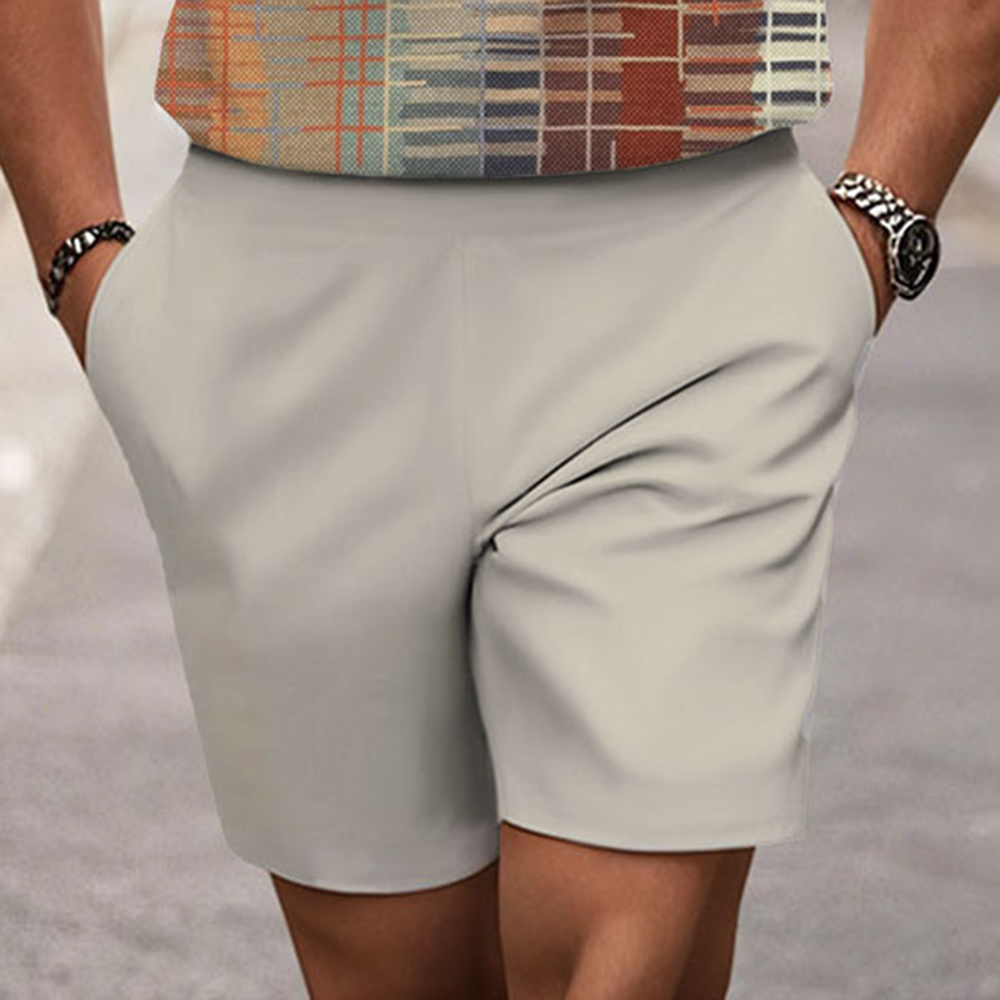 Men's Fashion Casual Round-Neck Geometric Printed Short-Sleeved Two-Piece Set