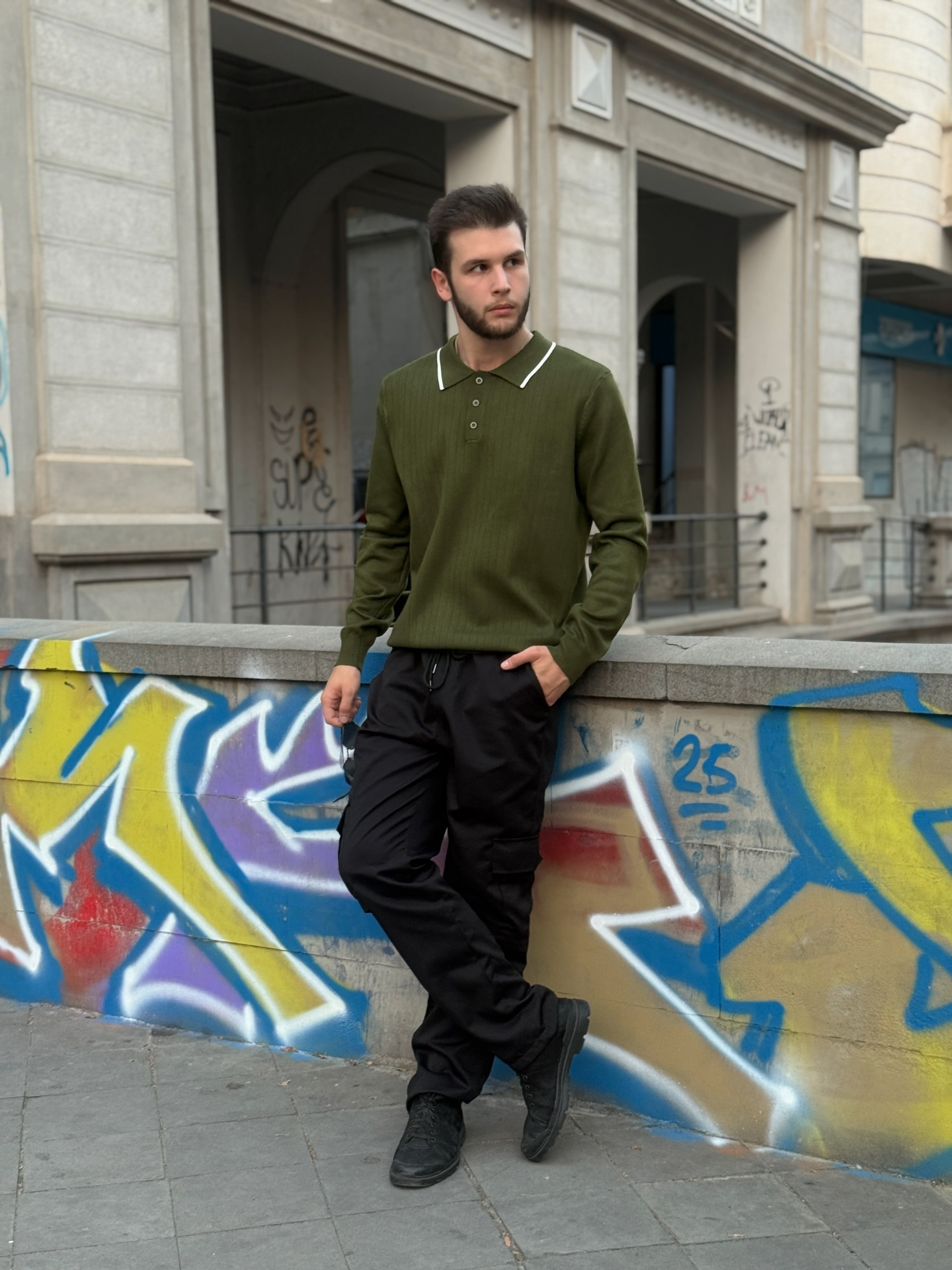 Men's Polo Neck Long Sleeve Fine Knit Button Down Button Down Jumper Leisure Style Basic Regular Fit