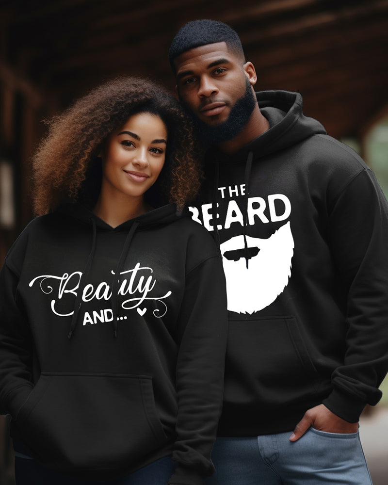 Couples Plus Size Plus Size Simple Casual Retro Beauty And Long-Sleeved Sweatshirt