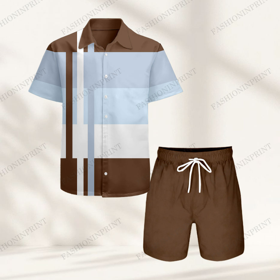 Men's Casual Short-Sleeved Shirt And Shorts Two-Piece Set