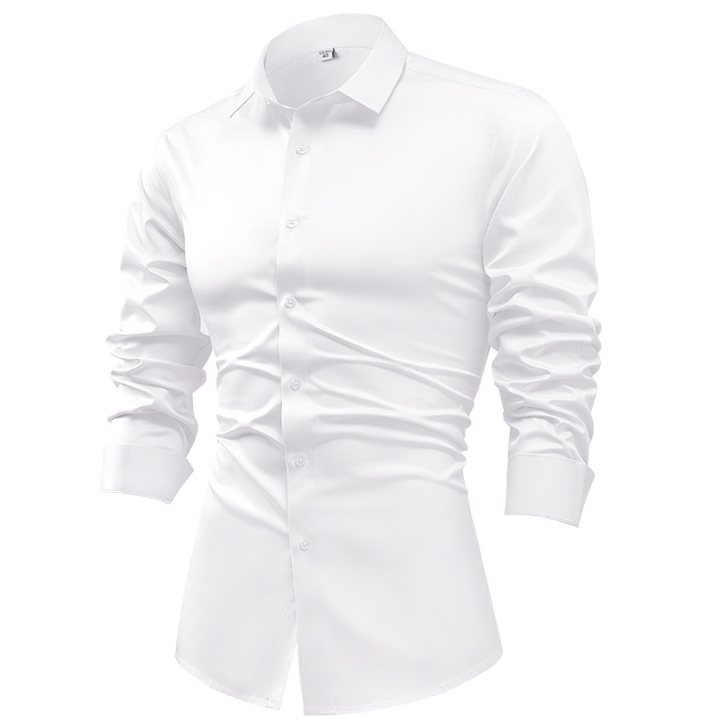 Men's Business Solid Color Long-Sleeve Satin Shirt