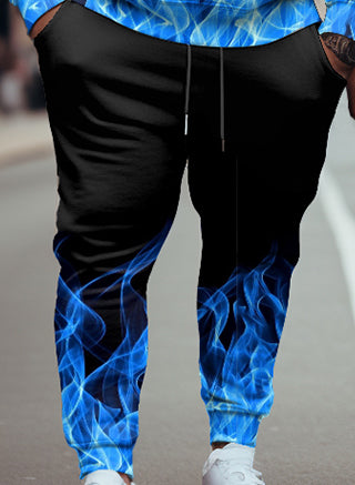 Big & Tall Casual Couple Outfit Colorful Flame Graffiti Hoodie Set