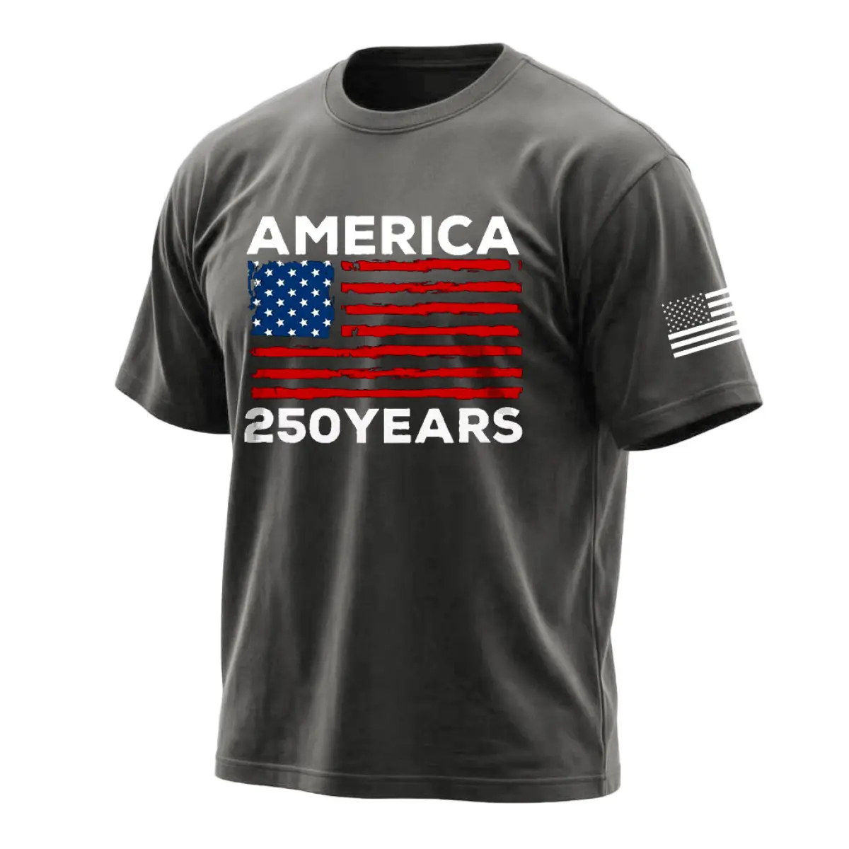 Men's Casual Navy Blue AMERICA Printed Short Sleeved Round Neck T-Shirt