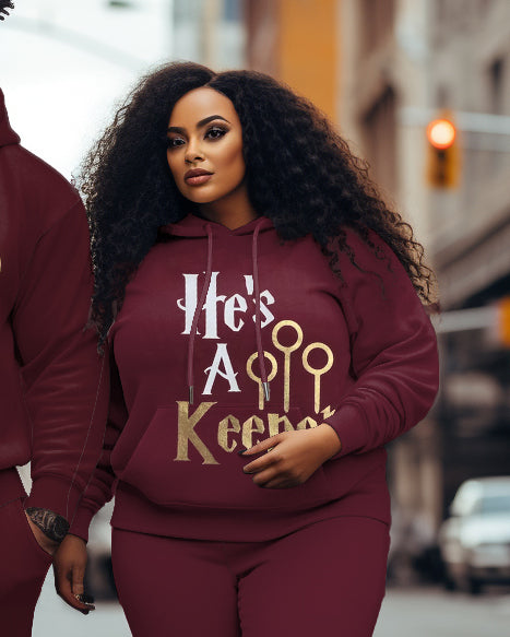 Couple Matching Big & Tall Casual Hoodie Set "She's a Catch-He's a Keep"