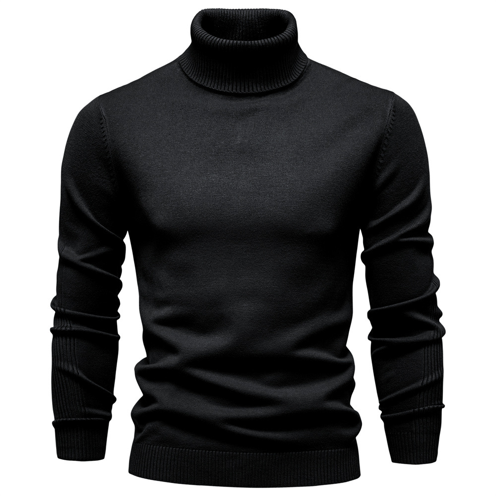 Men's Shirtssolid Color Turtleneck Pullover Sweater Tops