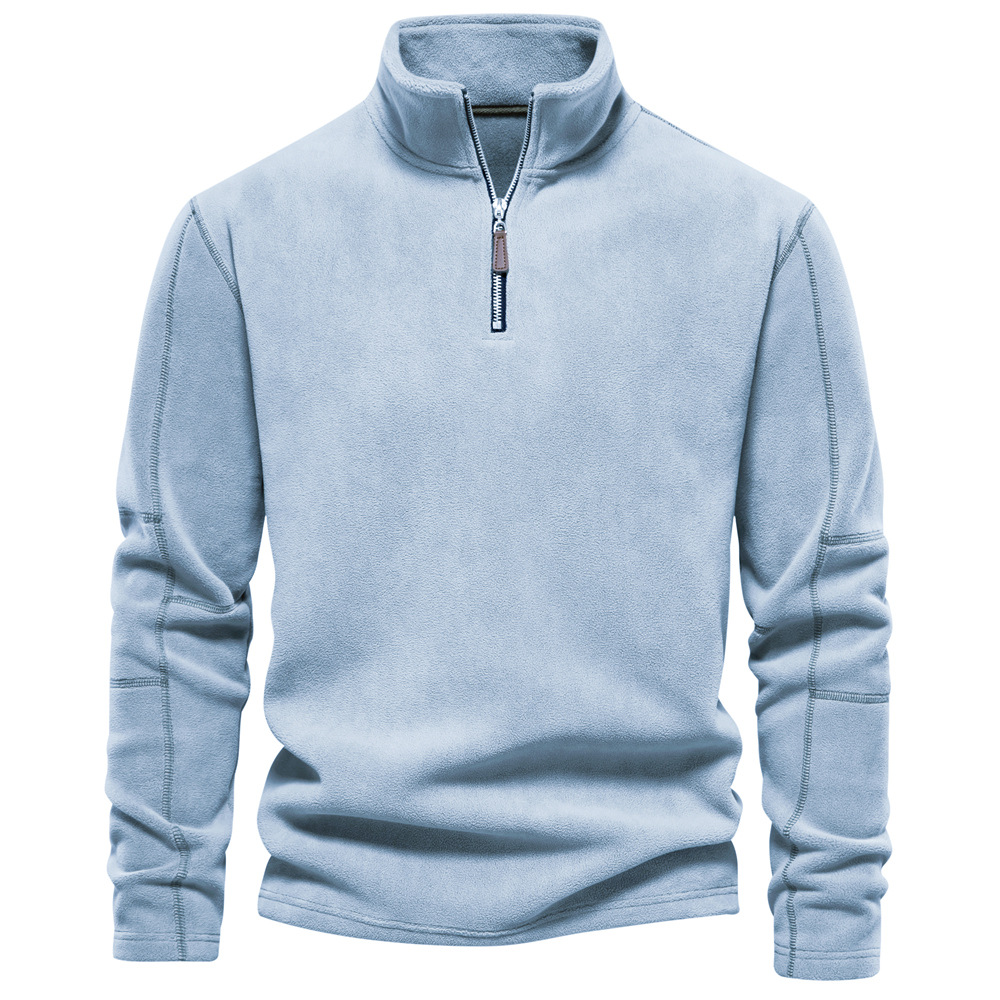 Men's Stand Collar Zip Long Sleeve Polar Fleece Sweatshirt