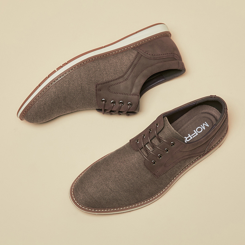 Men's Retro Business Pointed Lace-Up Canvas Shoes