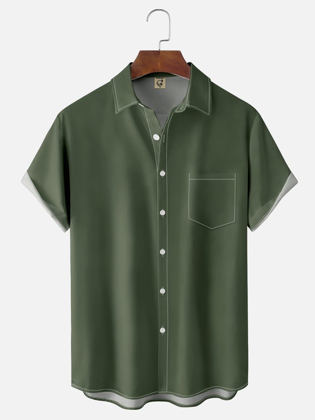 Moisture-wicking Solid Color Chest Pocket Casual Shirt