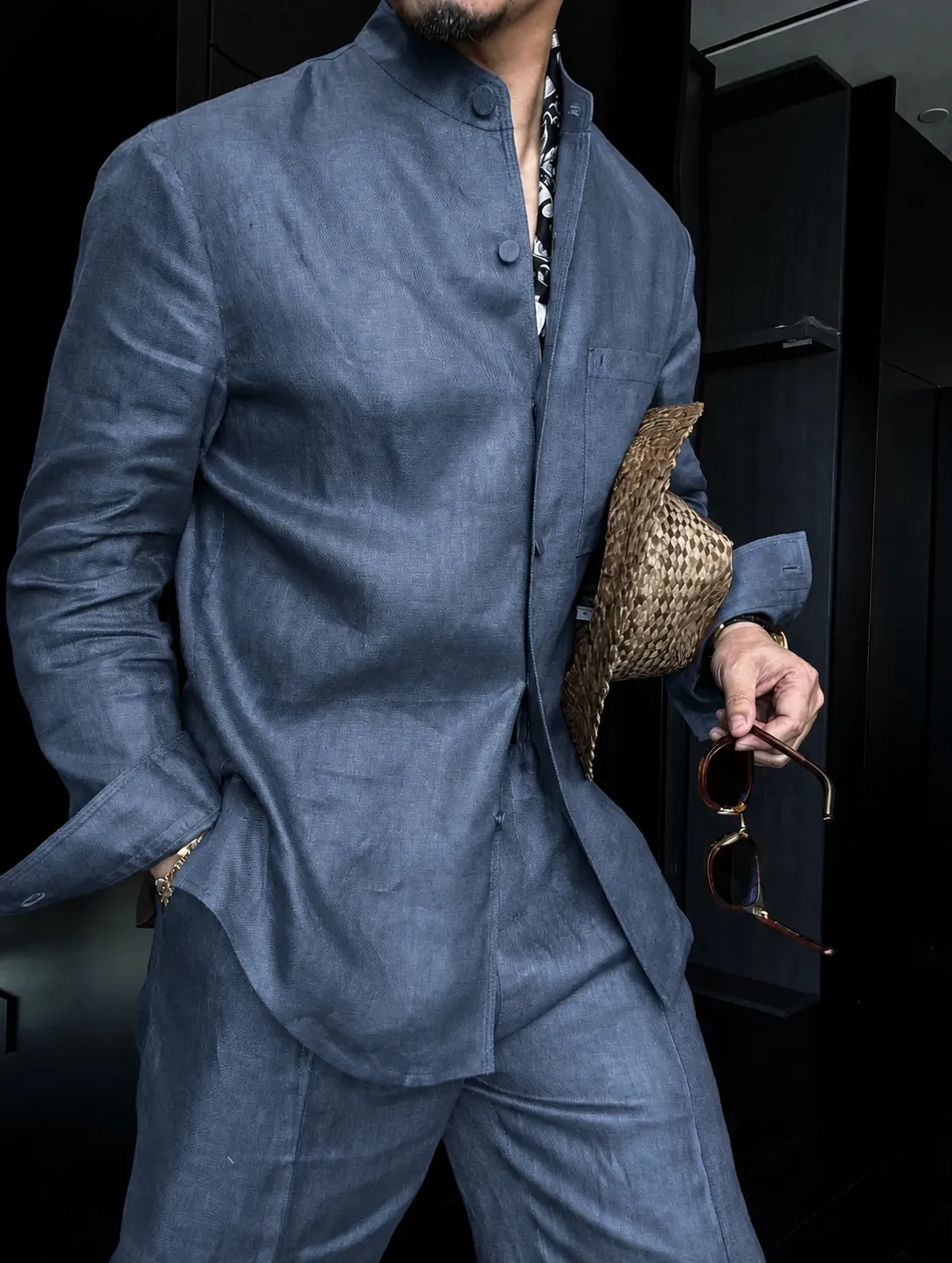 Premium Linen Mandarin Collar 2-Piece Suit | Old Money Style Breathable Set for Men