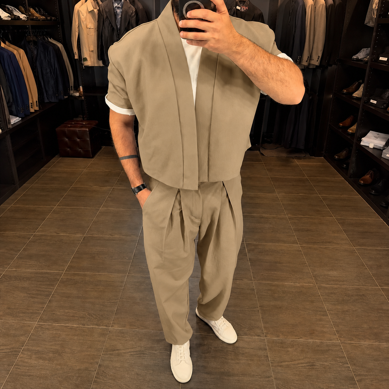Premium Mandarin Collar 2-Piece Set | Old Money Style Breathable Set for Men