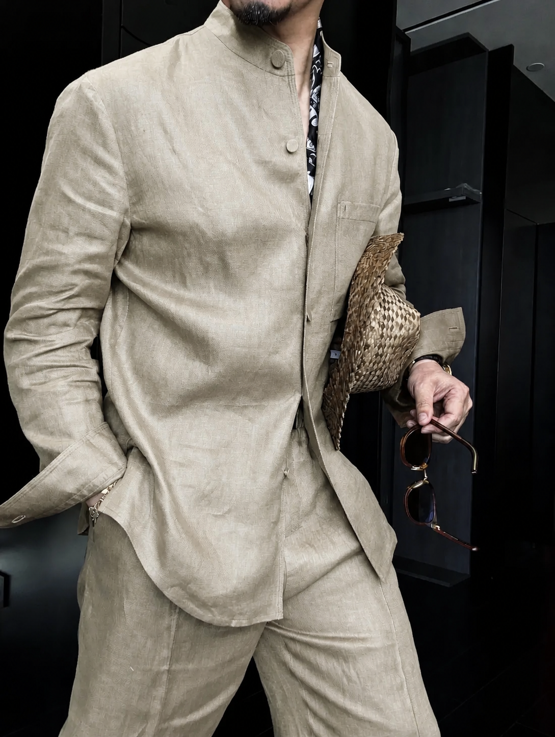 Premium Linen Mandarin Collar 2-Piece Suit | Old Money Style Breathable Set for Men