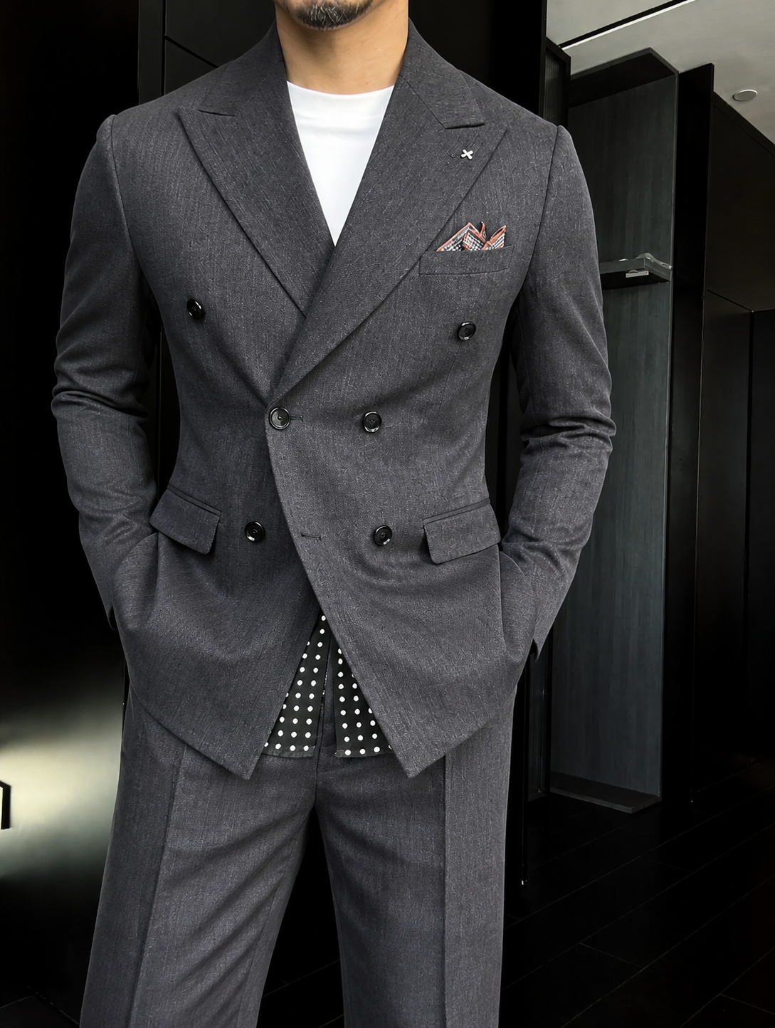 Men's Casual Suit Set – Slim-Fit, Stylish Double-Breasted Suit (Suitable for Grooms and Wedding Attire)