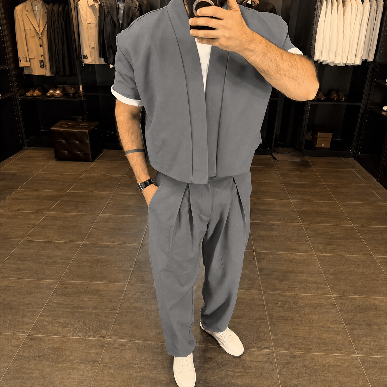 Premium Mandarin Collar 2-Piece Set | Old Money Style Breathable Set for Men