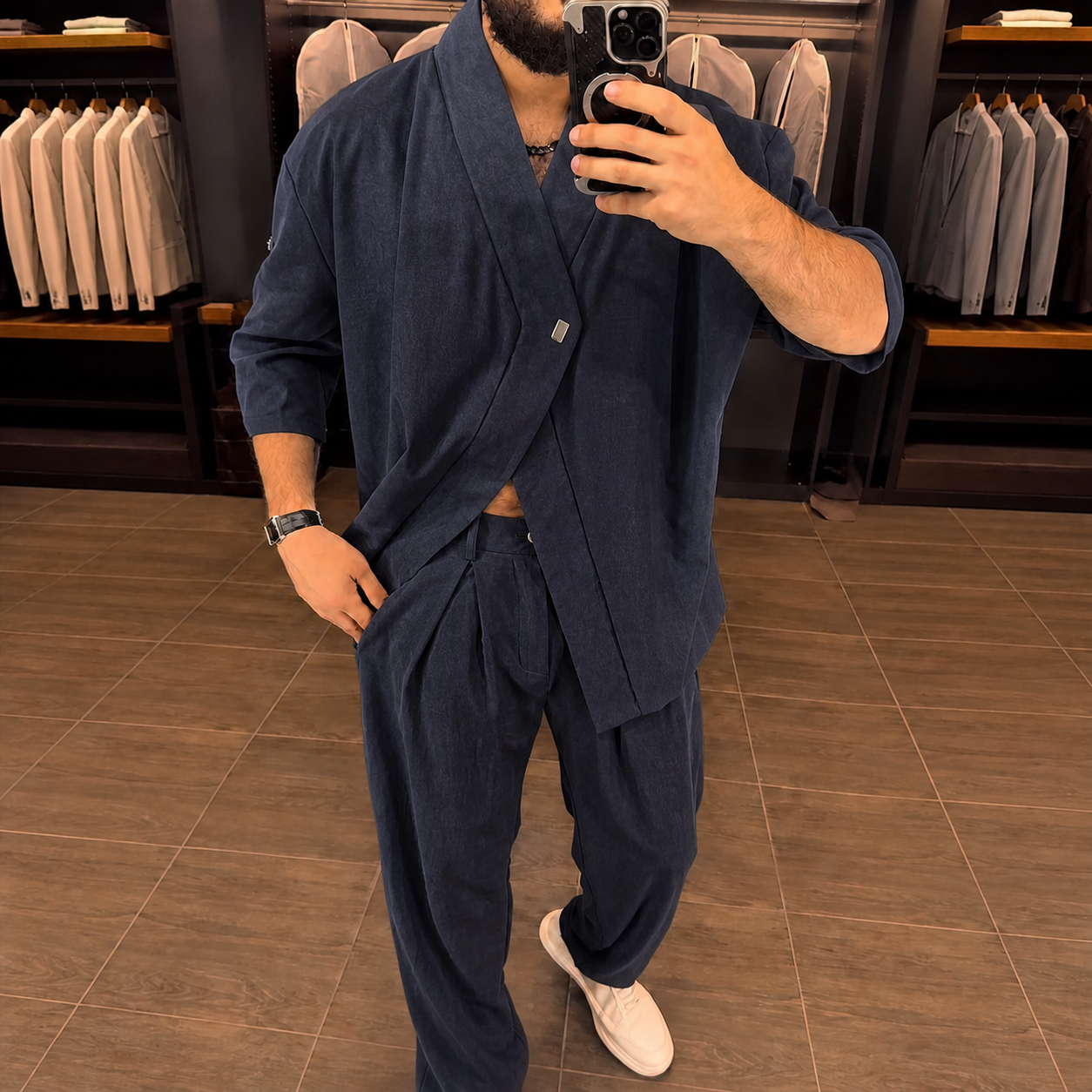 Premium Mandarin Collar 2-Piece Set | Old Money Style Breathable Set for Men