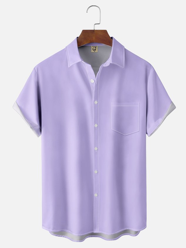 Moisture-wicking Solid Color Chest Pocket Casual Shirt