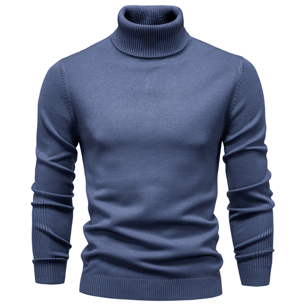 Men's Shirtssolid Color Turtleneck Pullover Sweater Tops