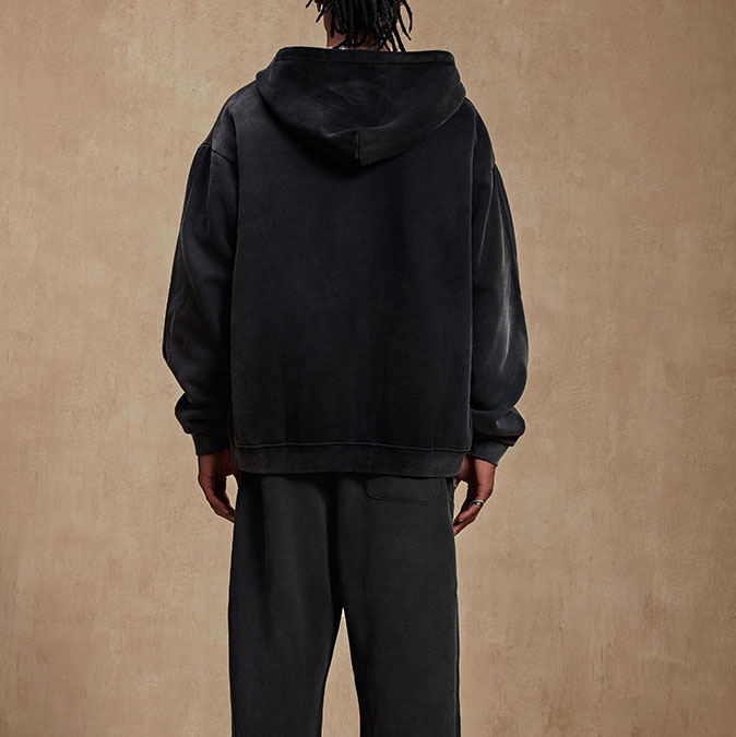 Men's Striped Printed Fleece-Lined Loose Casual Hoodie Jacket & Pants Two Piece Set