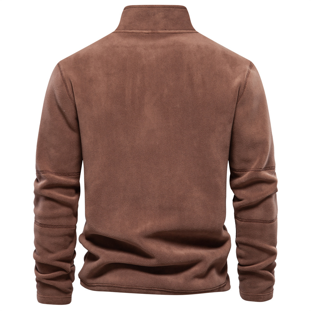 Men's Stand Collar Zip Long Sleeve Polar Fleece Sweatshirt