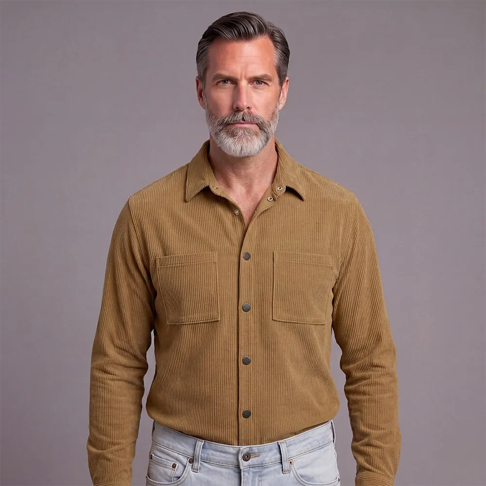 Men's Solid-Color Long-Sleeve Casual Shirt