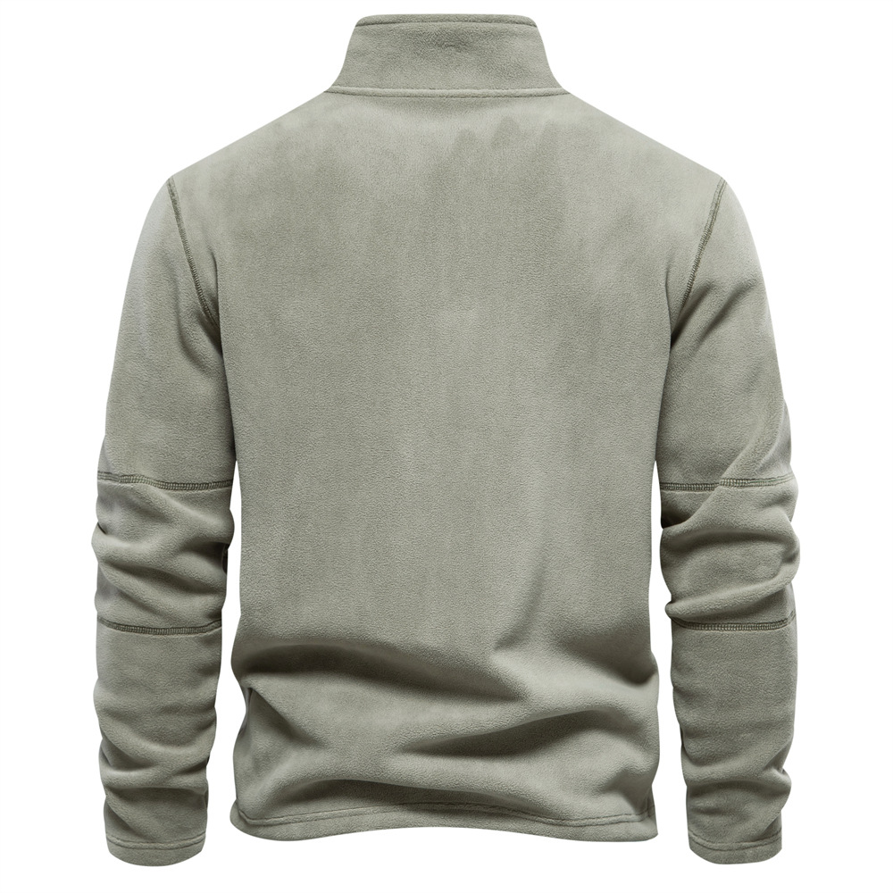 Men's Stand Collar Zip Long Sleeve Polar Fleece Sweatshirt