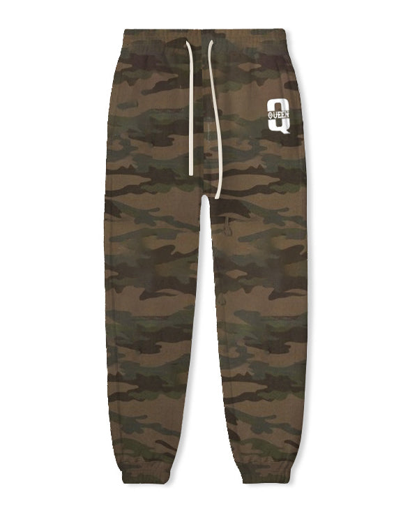 Couple Big and Tall Casual Outfit Camouflage Graffiti King Queen Hoodie Set