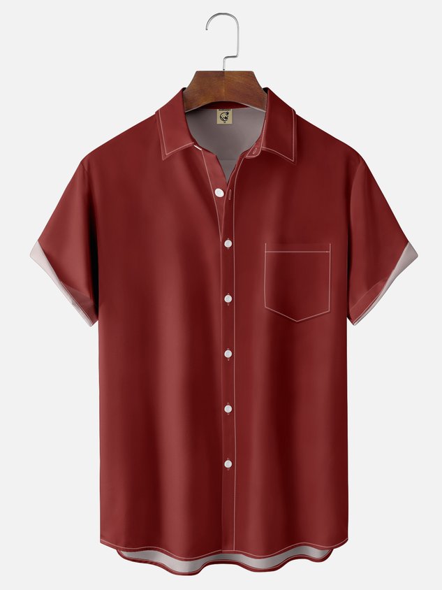 Moisture-wicking Solid Color Chest Pocket Casual Shirt