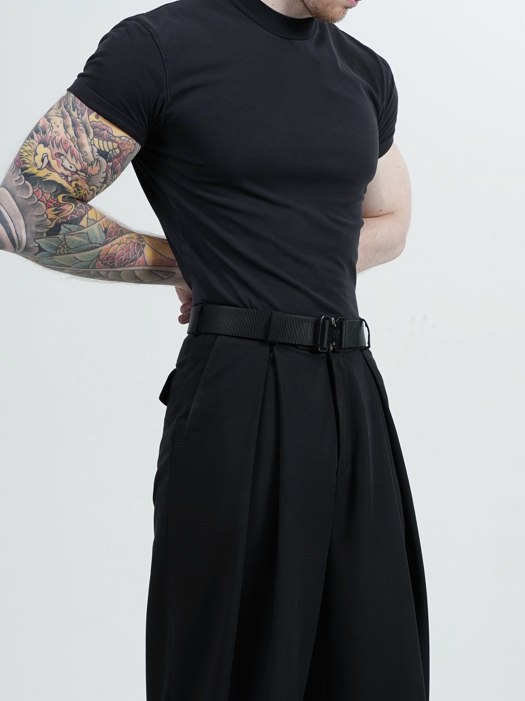 Wide Pleated Casual Style Trousers